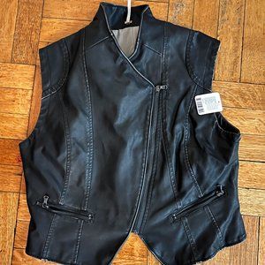 Free People Faux Leather Vest LARGE